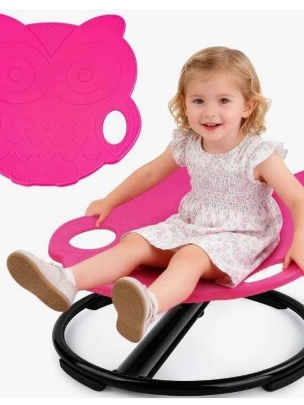 Pink Kids Spinner Seat - Comfortable Swivel Ride-On